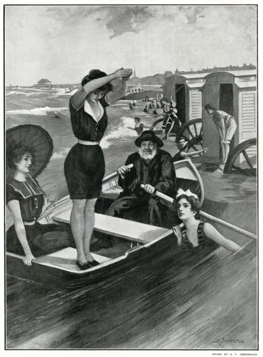 Framed Print : Bathing at Brighton, Sussex 1901 Framed Print : Bathing at Brighton, Sussex 1901