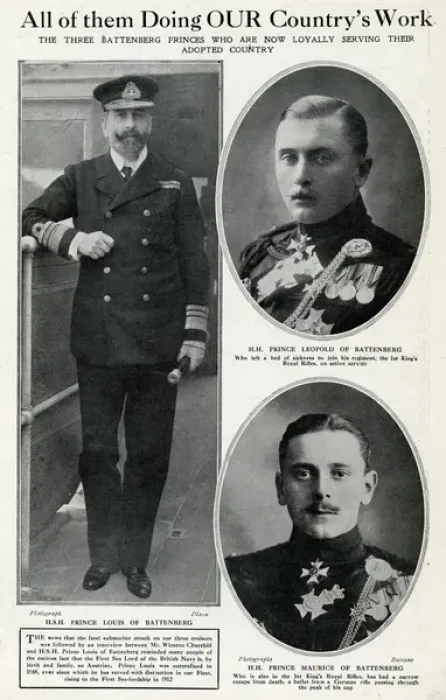 Framed Print : Three Battenberg princes serving Britain, WW1