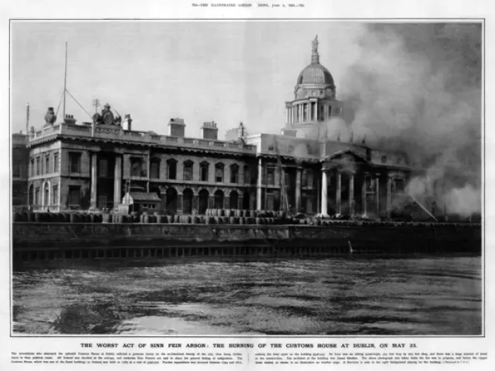 Framed Print : Battle of Customs House in Dublin - Burning of Customs House Framed Print : Battle of Customs House in Dublin - Burning of Customs House