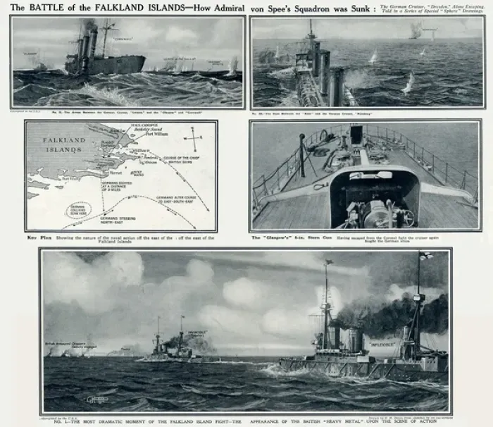 Framed Print : Battle of the Falkland Islands by G. H. Davis Framed Print : Battle of the Falkland Islands by G. H. Davis