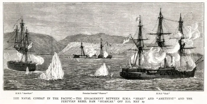 Framed Print : The Battle of Pacocha - The British Attack Peruvian Ship Framed Print : The Battle of Pacocha - The British Attack Peruvian Ship