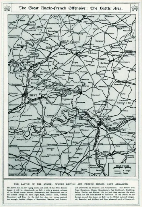 Framed Print : Battle of the Somme map 1916 Framed Print : Battle of the Somme map 1916