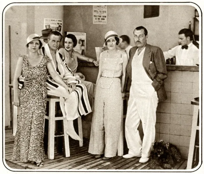 Framed Print : Beach bar at Biarritz with notable personalities Framed Print : Beach bar at Biarritz with notable personalities