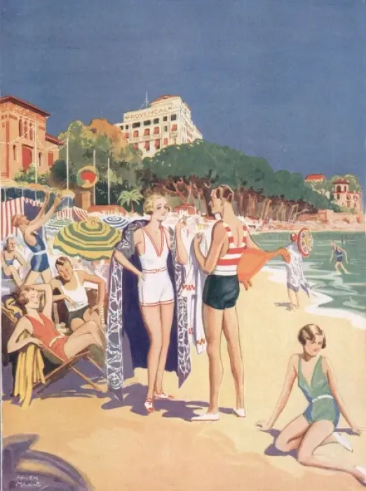 Framed Print : The beach at Juan-Les-Pins by Helen McKie Framed Print : The beach at Juan-Les-Pins by Helen McKie