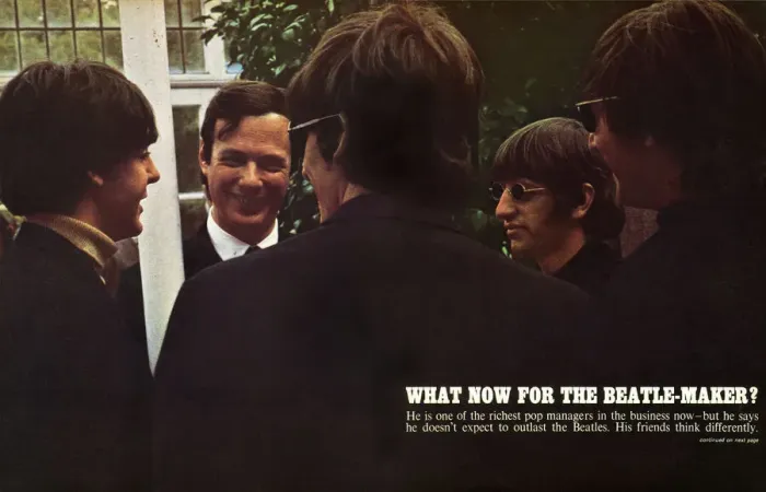 Framed Print : What now for the Beatle-maker? Brian Epstein - English music entrepreneur who managed Framed Print : What now for the Beatle-maker? Brian Epstein - English music entrepreneur who managed