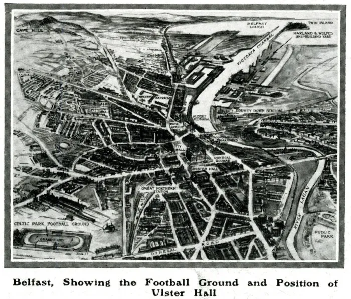Framed Print : Belfast, 1912, showing the football ground & Ulster Hall Framed Print : Belfast, 1912, showing the football ground & Ulster Hall