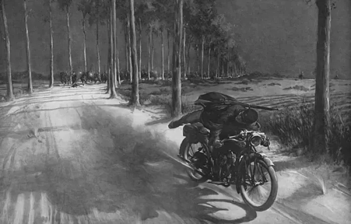 Framed Print : Belgian motorcycle despatch rider, 1914 Framed Print : Belgian motorcycle despatch rider, 1914