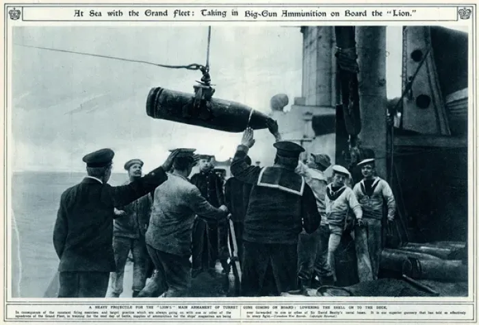 Framed Print : Big-gun ammunition on board the HMS Lion 1917