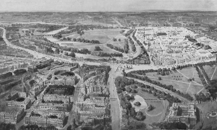 Framed Print : Birds-eye view of the Social London, 1914 Framed Print : Birds-eye view of the Social London, 1914
