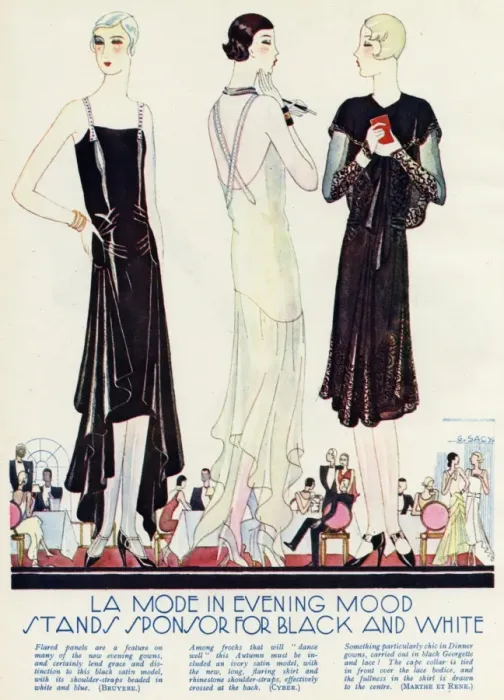 Framed Print : Black & White evening dresses 1929 Framed Print : Black & White evening dresses 1929