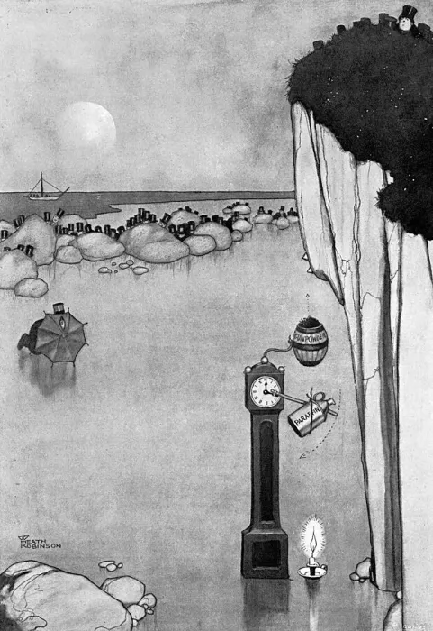 Framed Print : Blasting Limpets by William Heath Robinson Framed Print : Blasting Limpets by William Heath Robinson