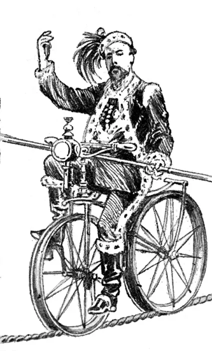 Framed Print : Blondin riding a bicycle on a high-wire, 19th century Framed Print : Blondin riding a bicycle on a high-wire, 19th century