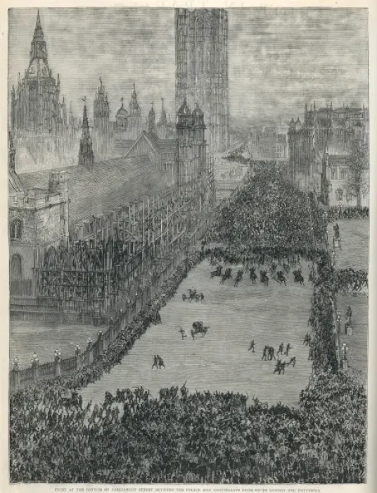 Framed Print : Bloody Sunday Riot - Parliament Street 1887 Framed Print : Bloody Sunday Riot - Parliament Street 1887