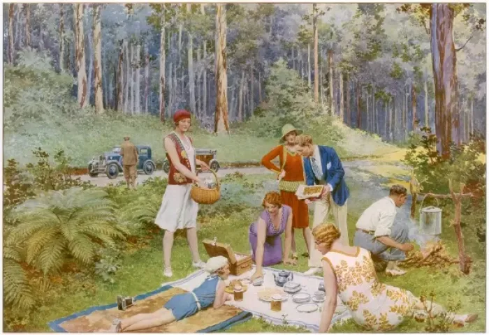 Framed Print : In The Blue Gums Azure Shade - An Australian Bush Picnic