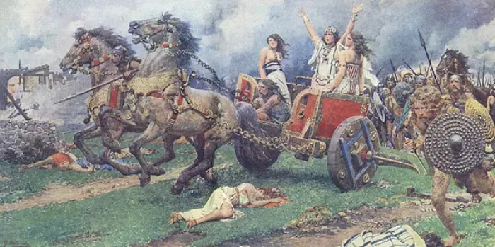 Framed Print : Boadicea leading Iceni revolt by Fortunino Matania Framed Print : Boadicea leading Iceni revolt by Fortunino Matania