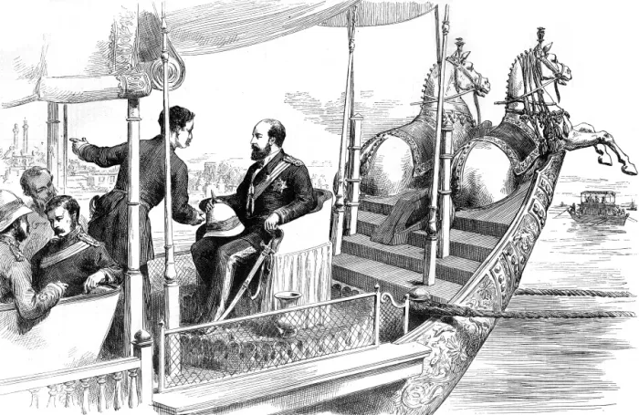 Framed Print : On board state barge of the Maharajah at Benares