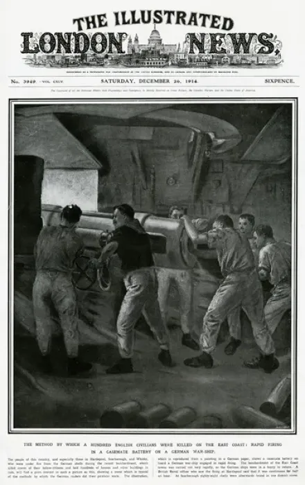 Framed Print : Bombardment of Scarborough - German navy gun-crew