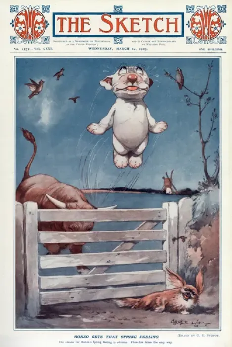Framed Print : Bonzo gets that spring feeling by George Studdy Framed Print : Bonzo gets that spring feeling by George Studdy