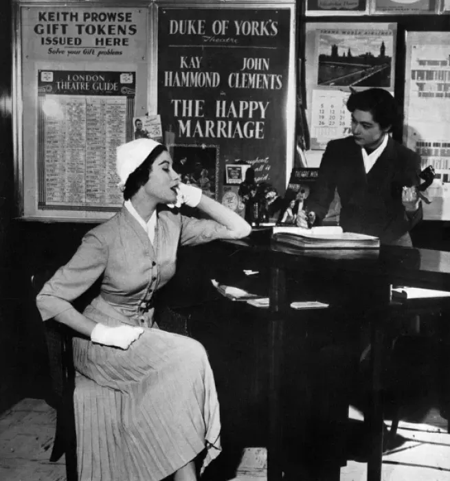 Framed Print : Booking theatre tickets 1953 Framed Print : Booking theatre tickets 1953