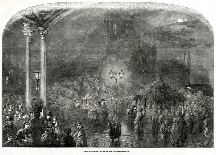 Framed Print : Borough Market, London, Christmas Eve 1853