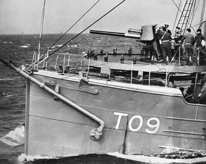 Framed Print : Bow of a Naval minesweeper, WWII Framed Print : Bow of a Naval minesweeper, WWII