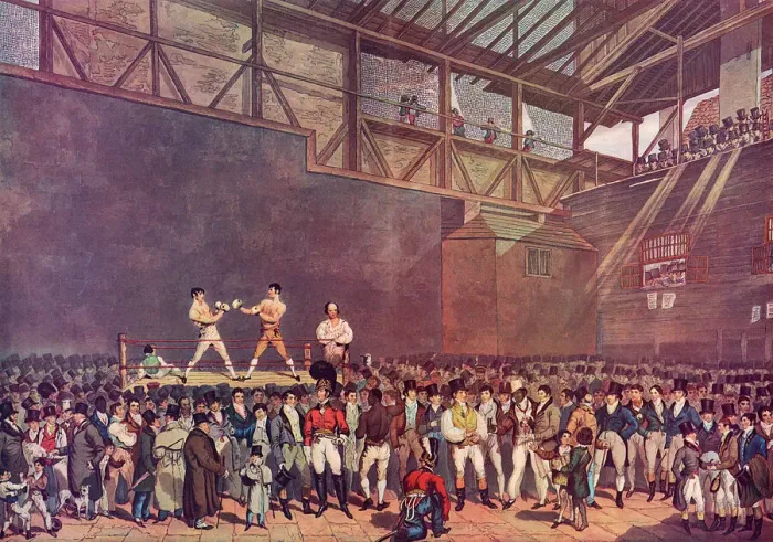 Framed Print : Boxing - Fives Court with Randall & Turner sparring Framed Print : Boxing - Fives Court with Randall & Turner sparring