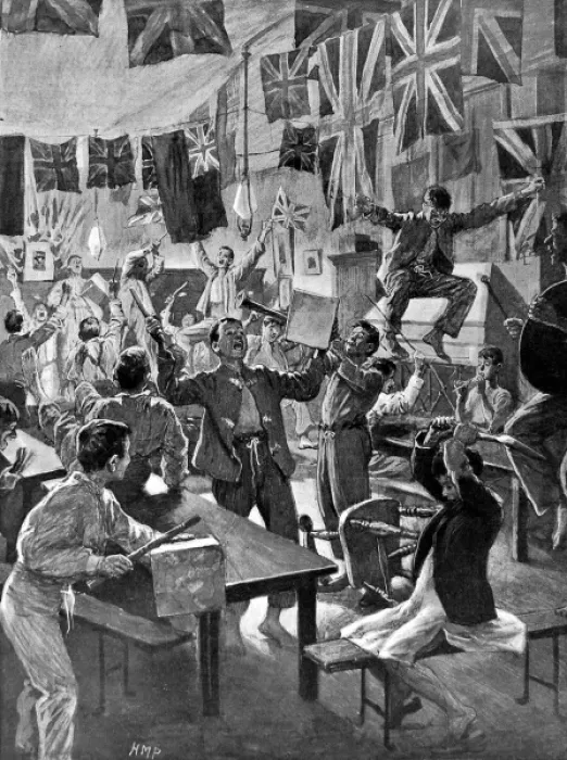 Framed Print : Boys at Charterhouse celebrating the Relief of Mafeking, 190 Framed Print : Boys at Charterhouse celebrating the Relief of Mafeking, 190