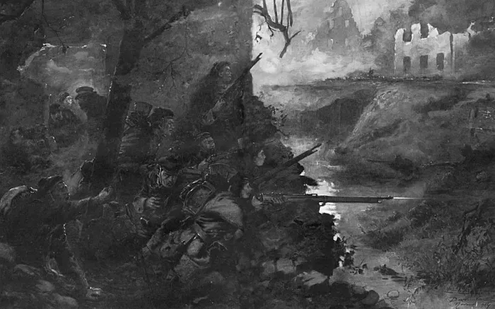 Framed Print : Breton marines defend the town of Dixmude, November 1914