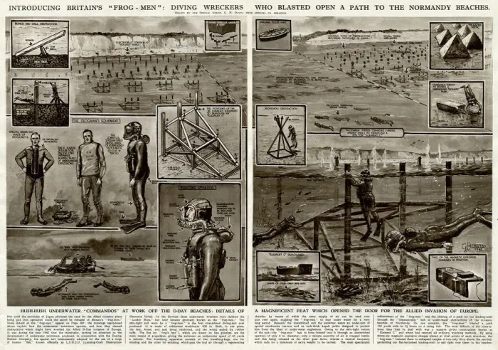 Framed Print : Britains frogmen divers by G. H. Davis Framed Print : Britains frogmen divers by G. H. Davis