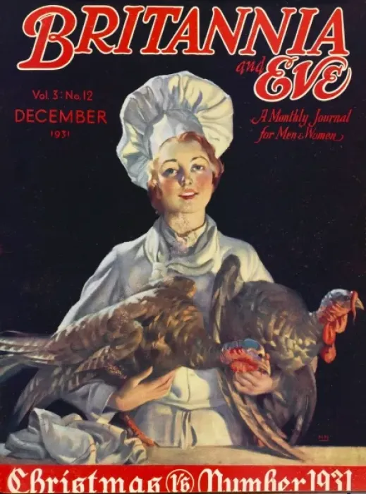 Framed Print : Britannia and Eve Christmas cover 1931 Framed Print : Britannia and Eve Christmas cover 1931