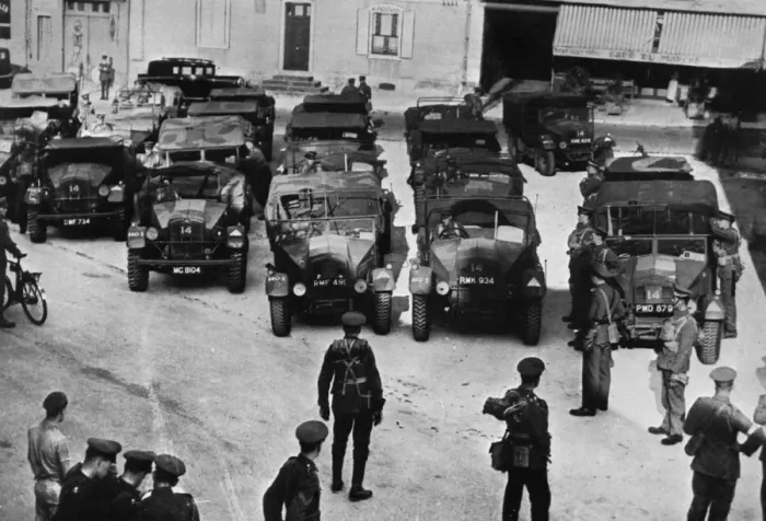 Framed Print : British Army transport trucks, 1939