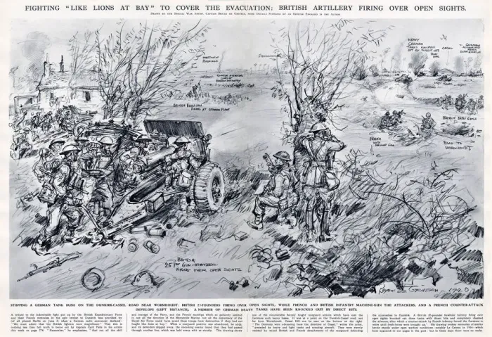 Framed Print : British artillery covering the evacuation of Dunkirk, WW2 Framed Print : British artillery covering the evacuation of Dunkirk, WW2