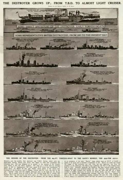 Framed Print : British destroyers by G. H. Davis Framed Print : British destroyers by G. H. Davis