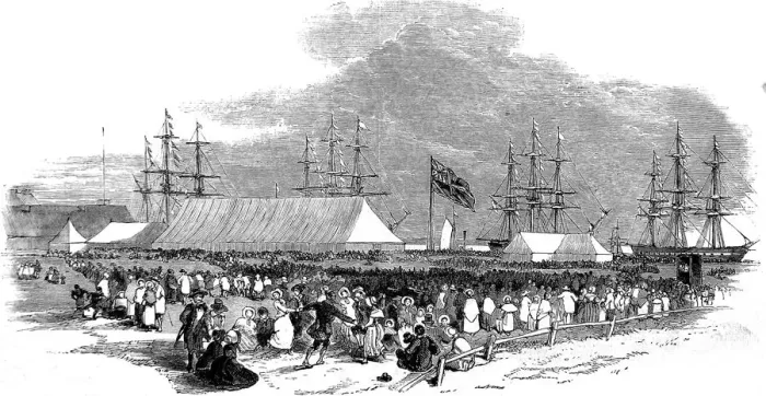 Framed Print : British Emigrants at Gravesend, Kent, 1850 Framed Print : British Emigrants at Gravesend, Kent, 1850