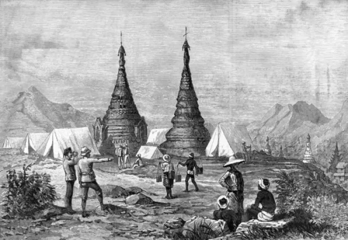 Framed Print : The British encampment at Mogok, Burma, 1887 Framed Print : The British encampment at Mogok, Burma, 1887