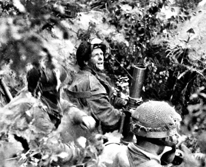 Framed Print : British First Airborne Troops using a mortar, Arnhem; Second Framed Print : British First Airborne Troops using a mortar, Arnhem; Second
