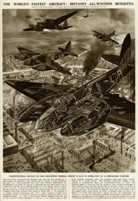 Framed Print : British Mosquito bomber by G. H. Davis Framed Print : British Mosquito bomber by G. H. Davis
