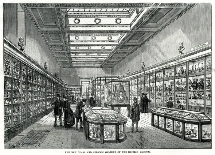 Framed Print : British Museum - glass and ceramic gallery 1888 Framed Print : British Museum - glass and ceramic gallery 1888