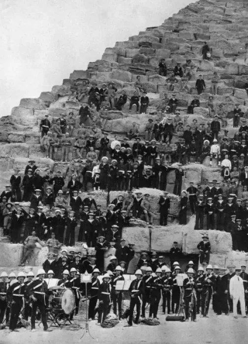 Framed Print : British Navy men visiting the pyramids Framed Print : British Navy men visiting the pyramids