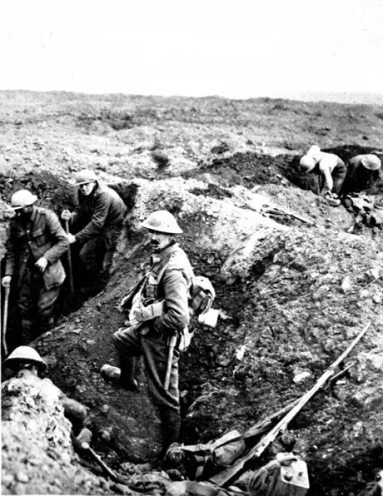 Framed Print : British soldiers building a trench by joining shell craters Framed Print : British soldiers building a trench by joining shell craters