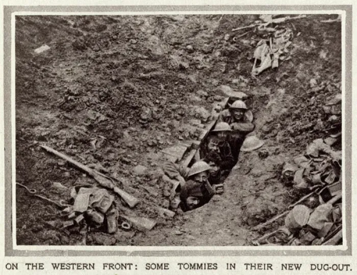 Framed Print : British soldiers in captured dugout, France, WW1 Framed Print : British soldiers in captured dugout, France, WW1
