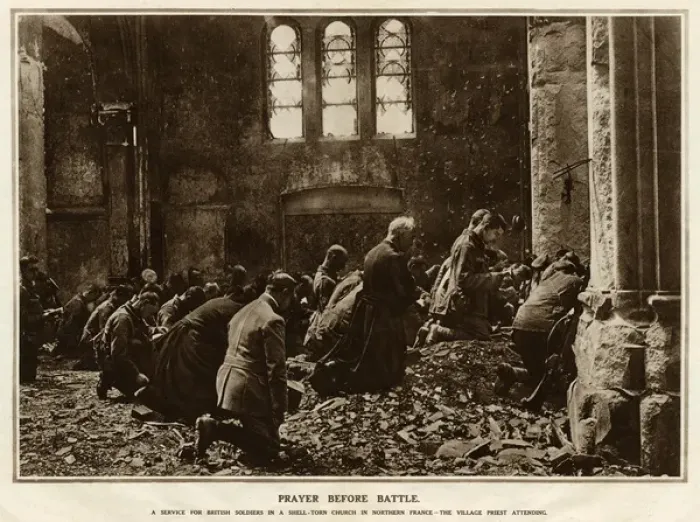Framed Print : British soldiers at prayer before battle Framed Print : British soldiers at prayer before battle