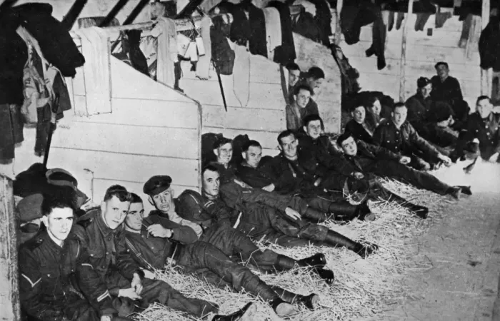 Framed Print : British soldiers in stables billet, France, 1939