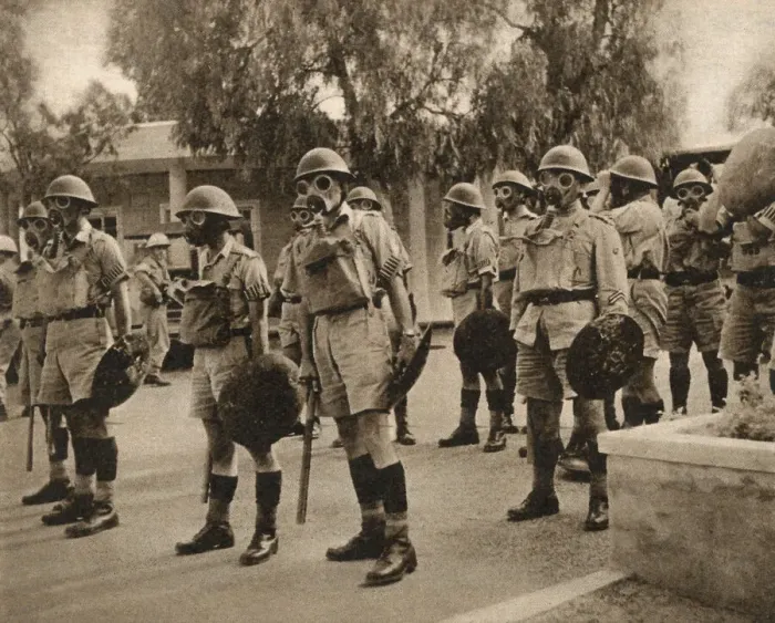 Framed Print : British troops in gas masks - Uprising in Nicosia Framed Print : British troops in gas masks - Uprising in Nicosia