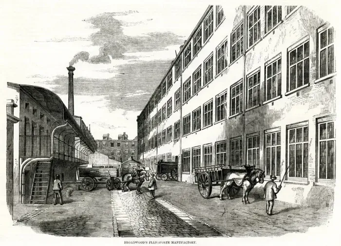 Framed Print : Broadwoods Pianoforte manufactory 1858 Framed Print : Broadwoods Pianoforte manufactory 1858