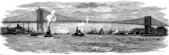Framed Print : The Brooklyn Bridge, New York, 1883 Framed Print : The Brooklyn Bridge, New York, 1883