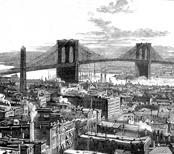 Framed Print : The Brooklyn Bridge, New York, 1883 Framed Print : The Brooklyn Bridge, New York, 1883