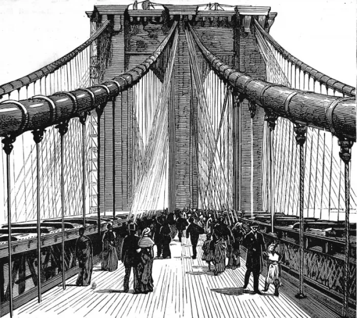 Framed Print : The Brooklyn Bridge, New York, 1883