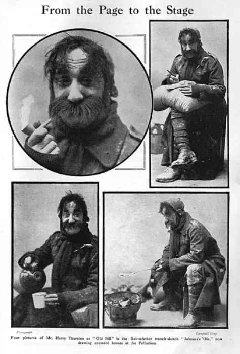 Framed Print : Bruce Bairnsfather. Harry Thurston as Old Bill at the Palla Framed Print : Bruce Bairnsfather. Harry Thurston as Old Bill at the Palla