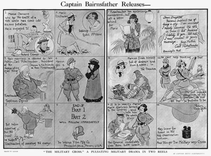 Framed Print : Bruce Bairnsfather releases - WW1 film cartoon Framed Print : Bruce Bairnsfather releases - WW1 film cartoon